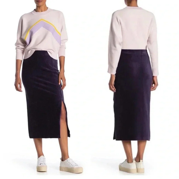 Free People Helen Ribbed Tube Midi Skirt—Purple—Size Small - Picture 2 of 8